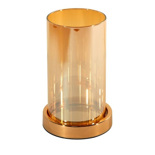 Złoty świecznik dekoracyjny EUROFIRANY ze szklanym kloszem Eurofirany
