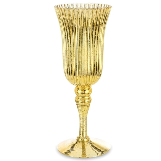 Złoty Świecznik Dekoracyjny - Szklany Kielich Laj 30 Cm Duwen
