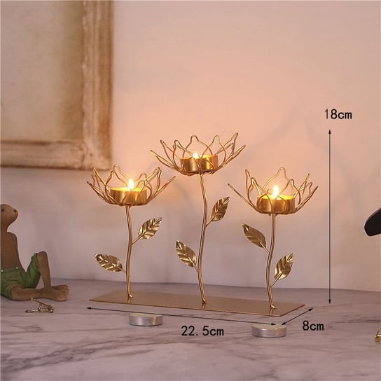 Złoty świecznik dekoracyjny- trzy tulipany HEDO
