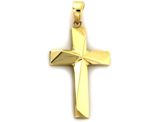 Złoty trójkątny krzyż 585 krzyżyk w 3D na komunie Lovrin