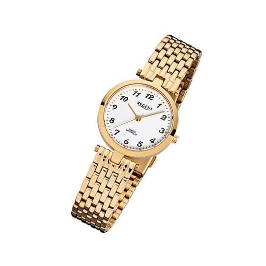 Złoty zegarek na rękę Regent F-905 damski analogowy zegarek kwarcowy URF905 Regent