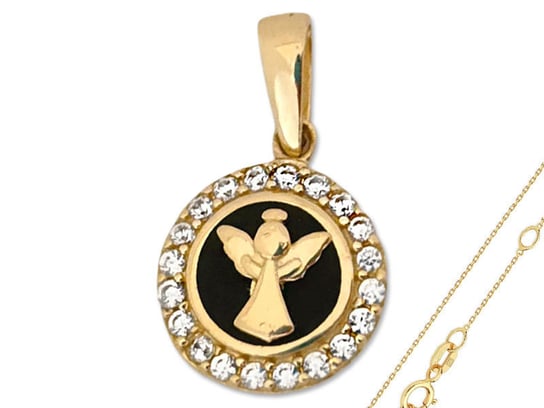 Złoty Zestaw Biżuterii 585 Aniołek Z Łańcuszkiem Chrzest Lovrin