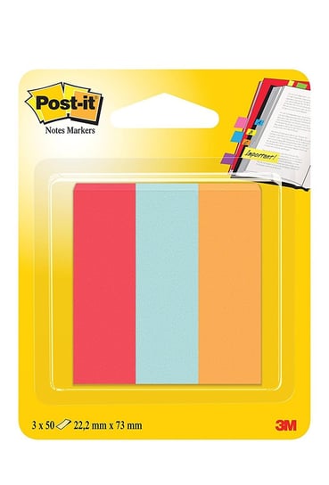 Znaczniki samoprzylepne Post-it®, 3 neonowe kolory, 22,2x73mm, 3x50 znaczników Post-it