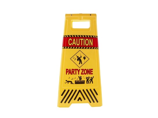 Znak Caution! Party Zone - 1 szt. Funny Fashion