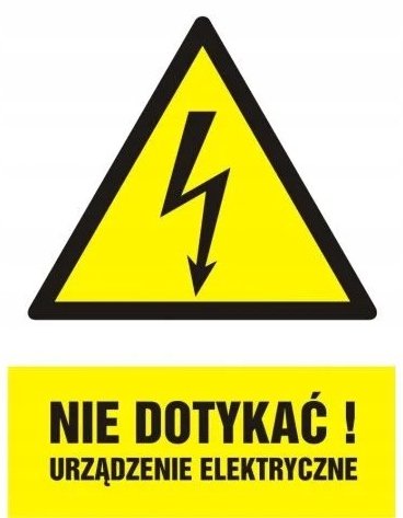 Znak Nie dotykać urządzenie elektryczne - format 10x15cm PCV 1mm bez marki