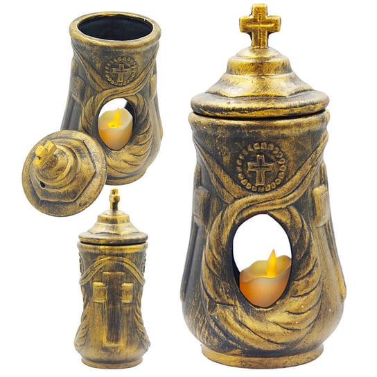 Znicz Ceramiczny Wypalany W Kolorze Stare Złoto decortrend