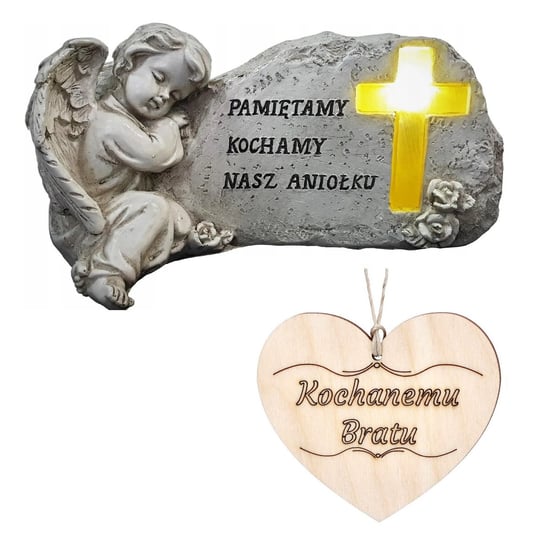 Znicz Figurka ANIOŁ STRÓŻ na grób BRATA Podświetlany Krzyż Inna marka