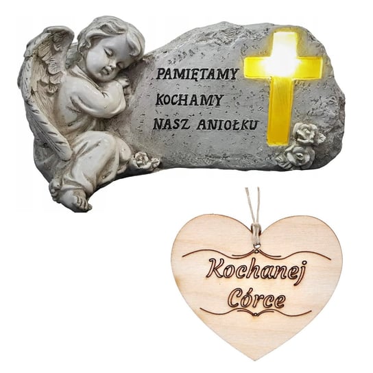 Znicz Figurka ANIOŁ STRÓŻ na grób CÓRKI Podświetlany Krzyż Inna marka
