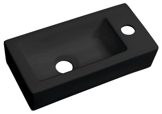 ZOE umywalka ceramiczna 37x18 cm, otwór na baterię po prawej strony, czarny mat Inna marka