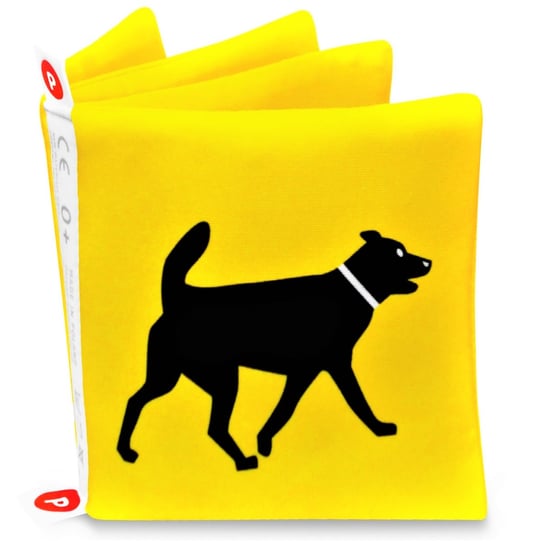Żółta książeczka kontrastowa z sylwetkami zwierząt, miękka książeczka kontrastowa z materiału, polska bezpieczna zabawka, PARENTI KMW5 Parenti