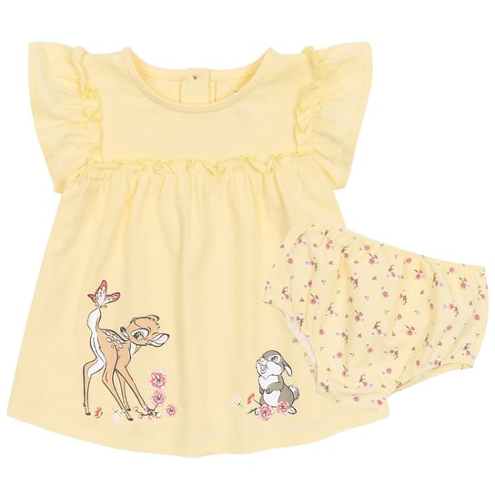 Żółta, niemowlęca sukienka z falbankami + majtki Bambi DISNEY 74 cm sarcia.eu
