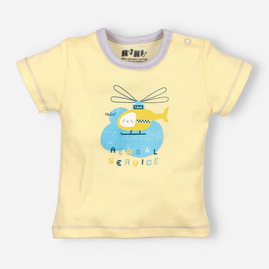 Żółty t-shirt niemowlęcy HELIKOPTER z bawełny organicznej dla chłopca-62 NINI