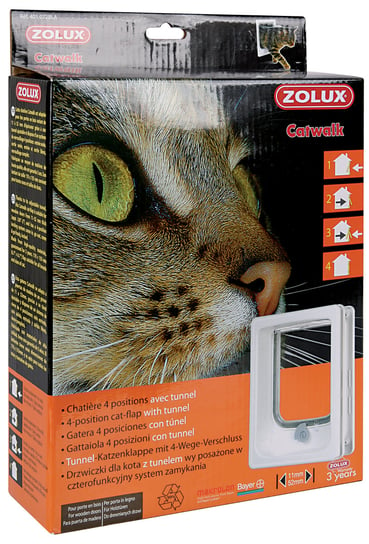 ZOLUX Drzwiczki dla kota z tunelem do drzwi drewnianych białe Zolux