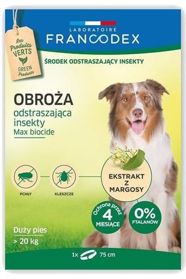 Zolux Francodex obroża dla dużych psów powyżej 20 kg odstraszająca insekty dł. 75 cm Zolux
