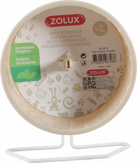 ZOLUX Kołowrotek plastikowy na metalowej podstawie 12 cm kol. beżowy Zolux