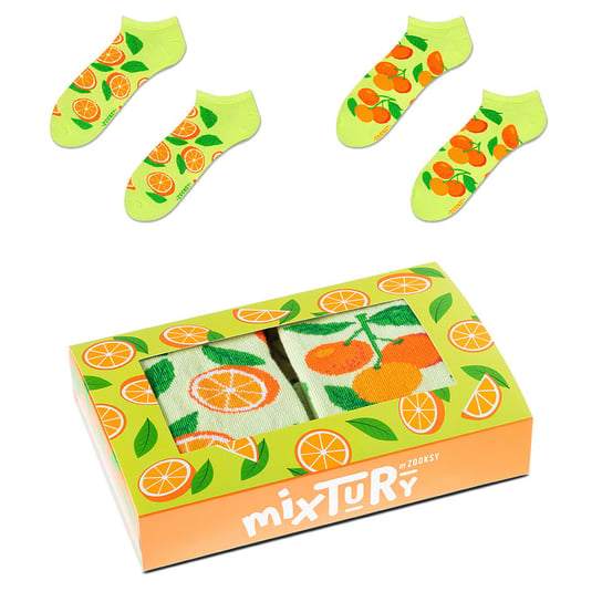 ZOOKSY kolorowe skarpetki stopki damskie w zestawie r.36-40 2 pary, skarpetki stopki w pomarańcze - mixTURY POMARAŃCZOWE Zooksy