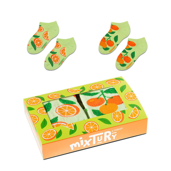 ZOOKSY kolorowe skarpetki stopki dla dzieci r.30-35 2 pary, skarpetki stopki w pomarańcze - mixTURY POMARAŃCZOWE Zooksy