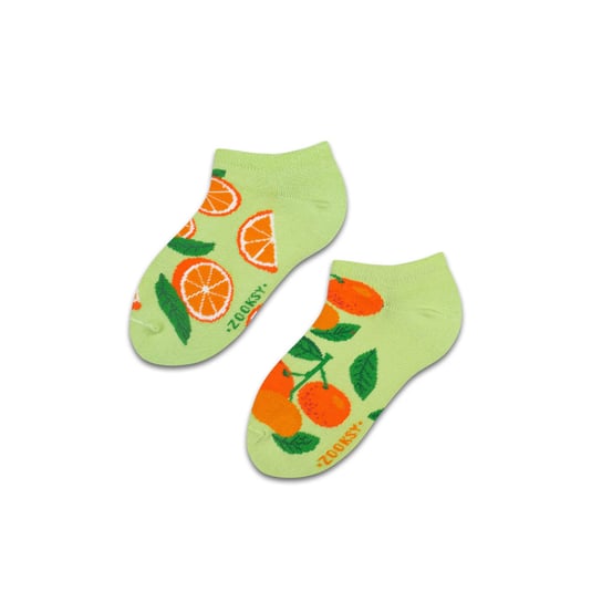 ZOOKSY kolorowe skarpetki stopki dla dzieci w owoce r.30-35 1 para, krótkie skarpetki w pomarańcze - mixTURY POMARAŃCZOWE Zooksy