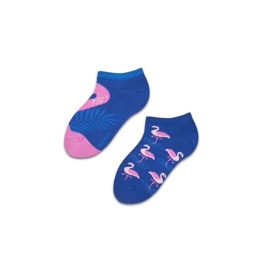 ZOOKSY kolorowe skarpetki stopki dla dzieci w zwierzęta r.30-35 1 para, krótkie skarpetki we flamingi - mixTURY PINK FLAMINGO Zooksy