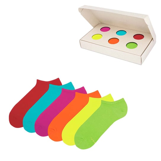 ZOOKSY zestaw klasycznych damskich skarpetek stopek r.36-40 6 par, krótkie skarpetki unisex - COLOUR BOX Zooksy