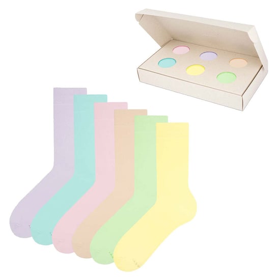 ZOOKSY zestaw klasycznych skarpetek damskich r.36-40 6 par, długie skarpetki unisex - PASTEL BOX Zooksy