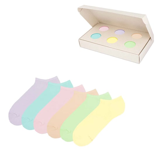 ZOOKSY zestaw klasycznych skarpetek stopek damskich r.36-40 6 par, krótkie skarpetki unisex - PASTEL BOX Zooksy