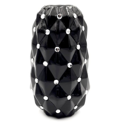 Zoom     Wazon ceramiczny z kryształkami glamour czarny okrągły pikowany 24 cm Inny producent