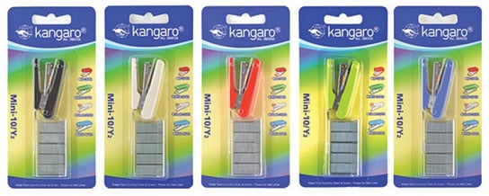 zszywacz kangaro mini-10/y2+zszywki, zszywa do 10 kartek, blister, mix kolorów Kangaro