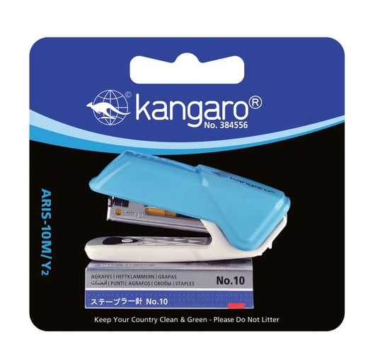 Zszywacz+zszywki 10 kart., no 10 kangaro aris-10m/y2, blister, mix Kangaro