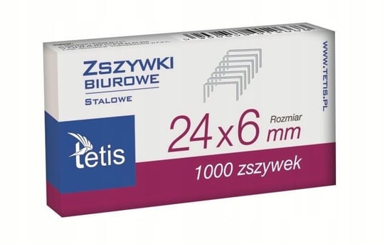 Zszywki Biurowe 24/6 1000Szt. Gz101-A, Tetis TETIS