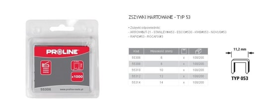 ZSZYWKI HARTOWANE  6mm TYP 53 (11,2mm) 1000szt. Proline