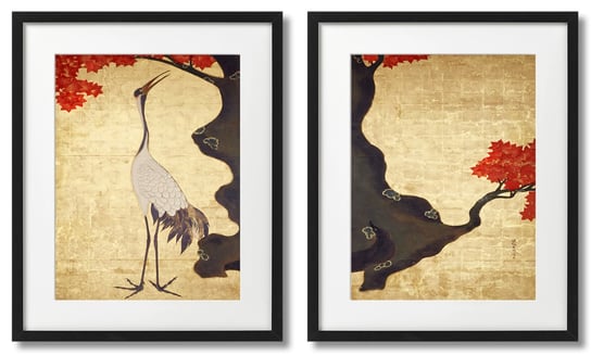 Żuraw I Drzewo Klonu- 2 Plakaty Orientalne DEKORAMA