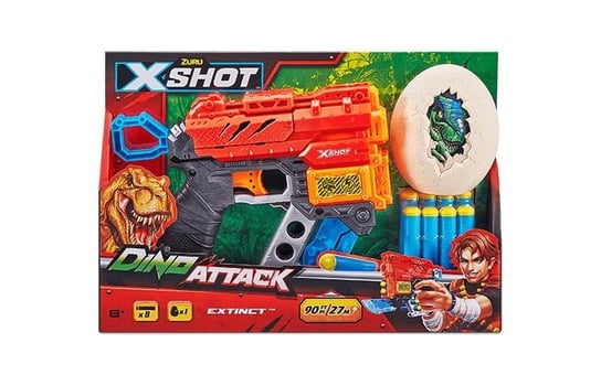 Zuru, X-Shot, wyrzutnia Dino Attack Extinct Blaster + 8 strzałek + 1 jajko cel X-Shot