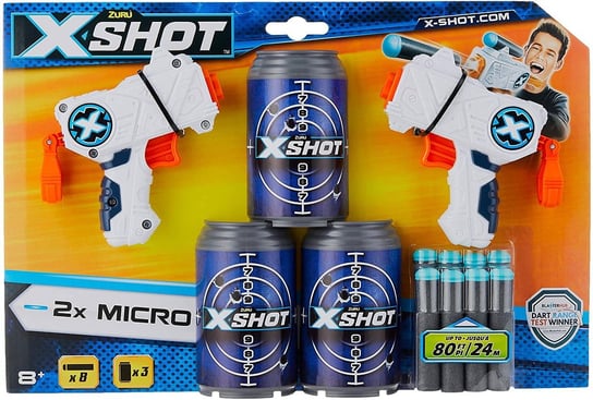 Zuru, X-Shot Wyrzutnia Micro x2,+ 8 strzełek + 3 puszki X-Shot