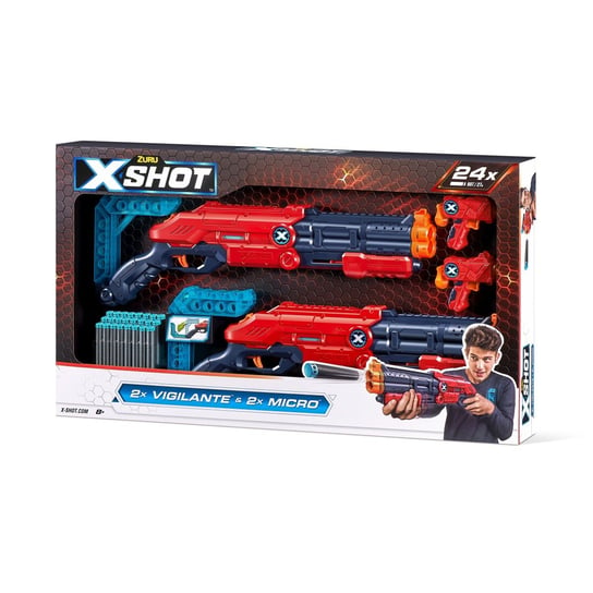 ZURU, X-Shot wyrzutnie Excel Double Vigilante Blaster & Double Micro Blaster Combo Pack + 24 strzałek X-Shot