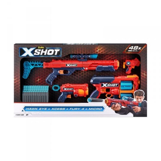 Zuru, X-Shot, Zestaw Wyrzutni Excel Combo Hawk Xcess Fury 4 + 48 Strzałek X-Shot
