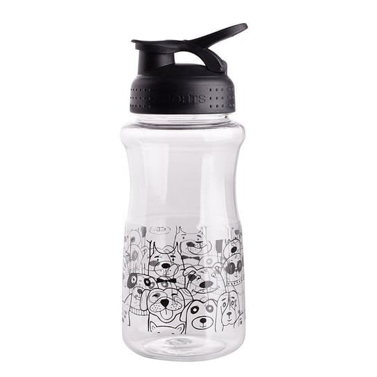 Zwierzaki Butelka Plastikowa Na Wodę Z Czarną Nakrętką 500 Ml Dek. Biały Pies ALTOMDESIGN