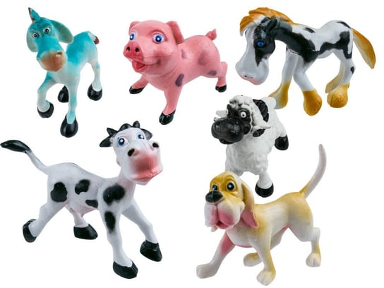 Zwierzęta gumowe domowe Farma figurki- Osioł, Świnka, Krowa zestaw 6 sztuk KinderSafe