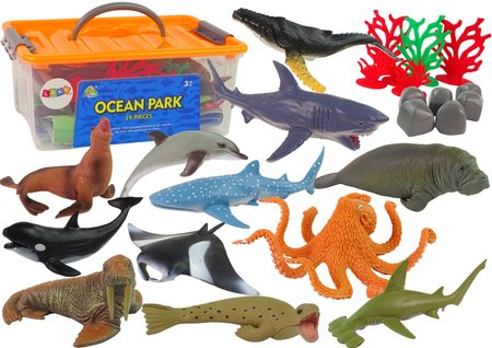 Zwierzęta Morskie Ryby Zestaw Figurki Akcesoria 24 Szt. Lean Toys