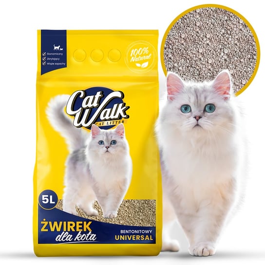 Żwirek dla kota bentonitowy zbrylający CatWalk UNIVERSAL 5L bezzapachowy CatWalk