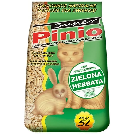 Żwirek drewniany dla zwierząt domowych, zielona herbata SUPER PINIO, 5 l . Super Pinio