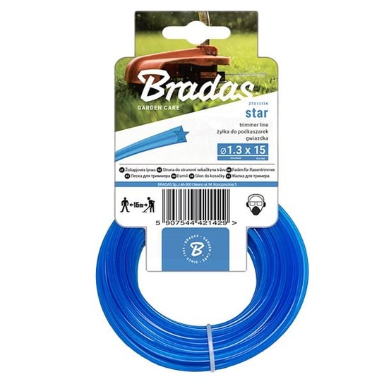 Żyłka Bradas TRIMMER, gwiazda, 1,3mm x 15m BRADAS