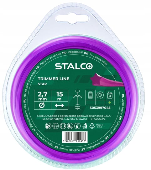 Żyłka do podkaszarki gwiazdka Stalco 2,4mm x 15m Nylon Fioletowy Stalco