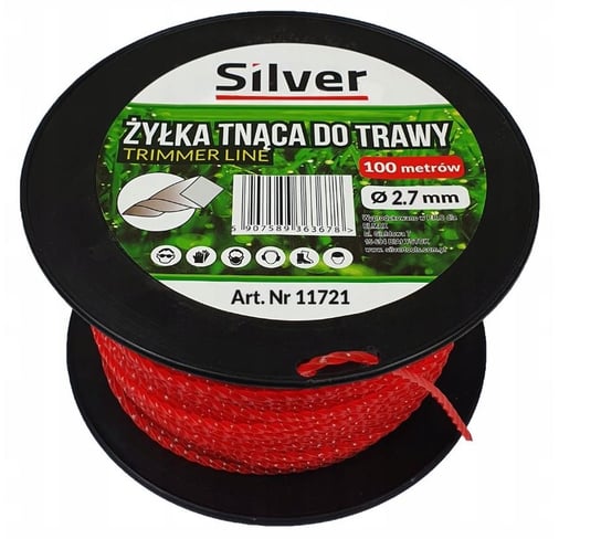 Żyłka tnąca KOSY PODKASZARKI do cięcia trawy skręcona karbowana 2.7mmx100m SILVER