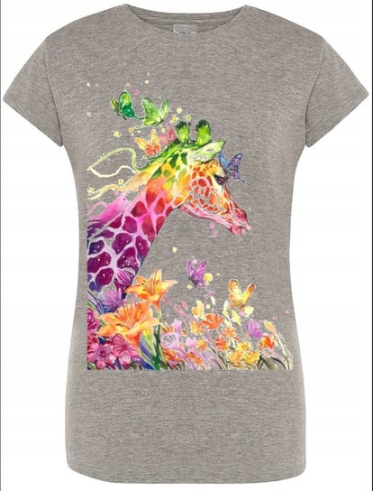 Żyrafa Damski Kolorowy T-shirt Nadruk Lato R.XL Inna marka