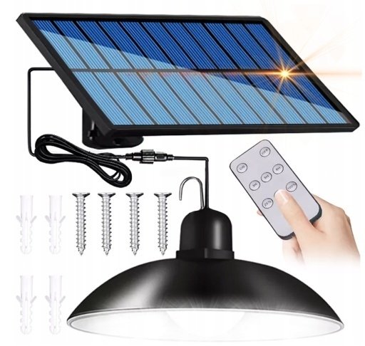 ŻYRANDOL SOLARNY LED LAMPA WISZĄCA SOLARNA ZESTAW PILOT WODODPORNA SOLIDNA Inna marka