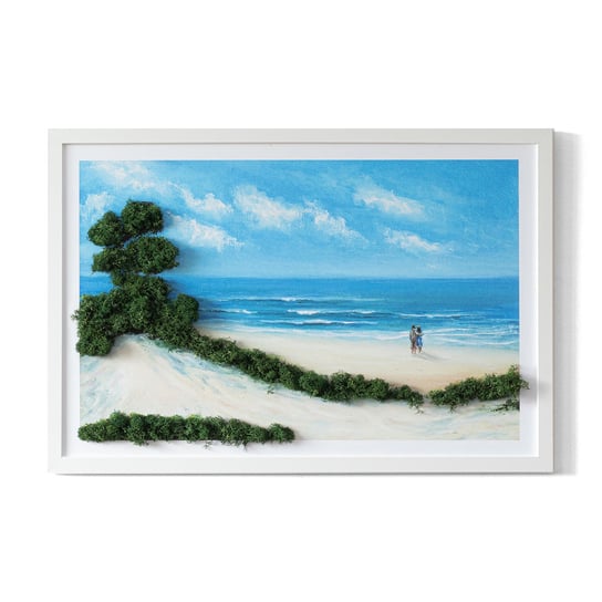 Żywy Obraz z Mchu Bez Podlewania - Zakochani na plaży - 60x40 cm Tulup