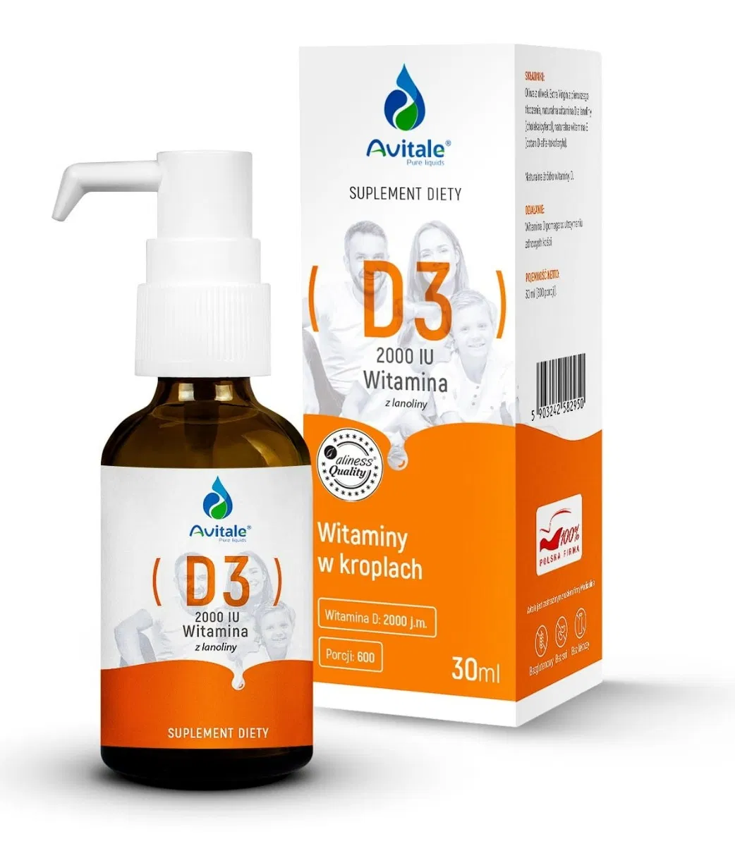 Suplement diety, Avitale by Aliness, Witamina D3 2000 IU z lanoliny, 30ml