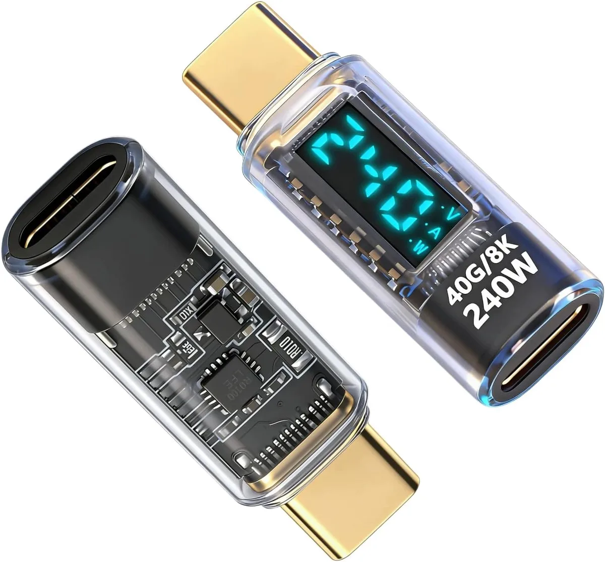 ADAPTER USB-C 240W Z TESTEREM MOCY LED MIERNIK NAPIĘCIA - Inna marka ...