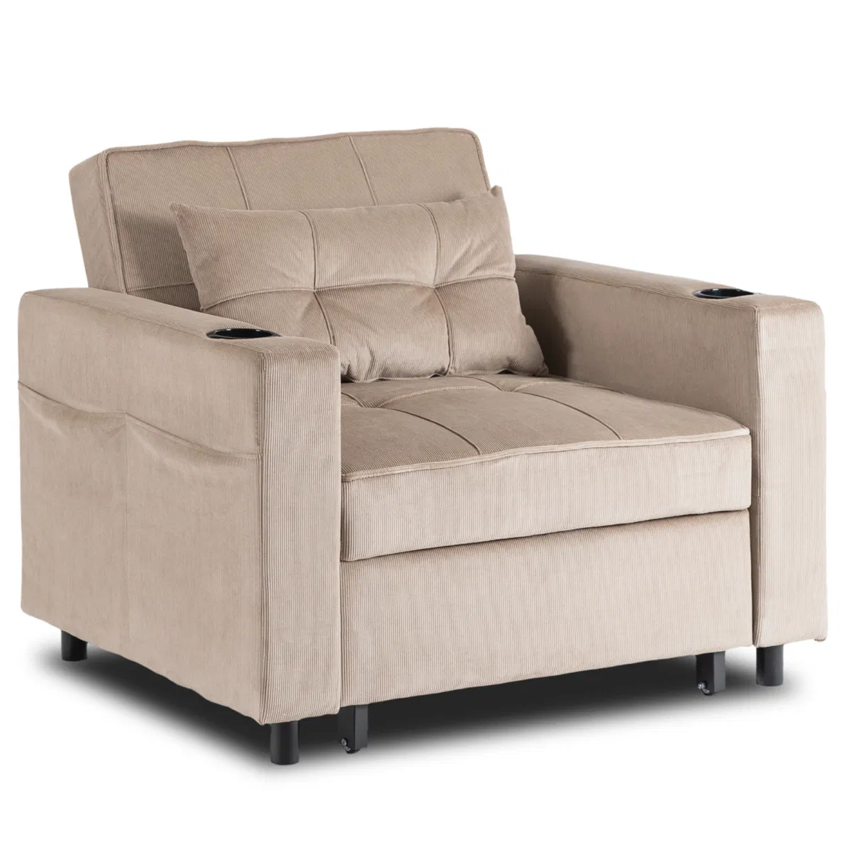 Mebel Elite Fotel Rozkładany Sofa Kanapa Do Spania Wypoczynkowy Beżowy SOLOR